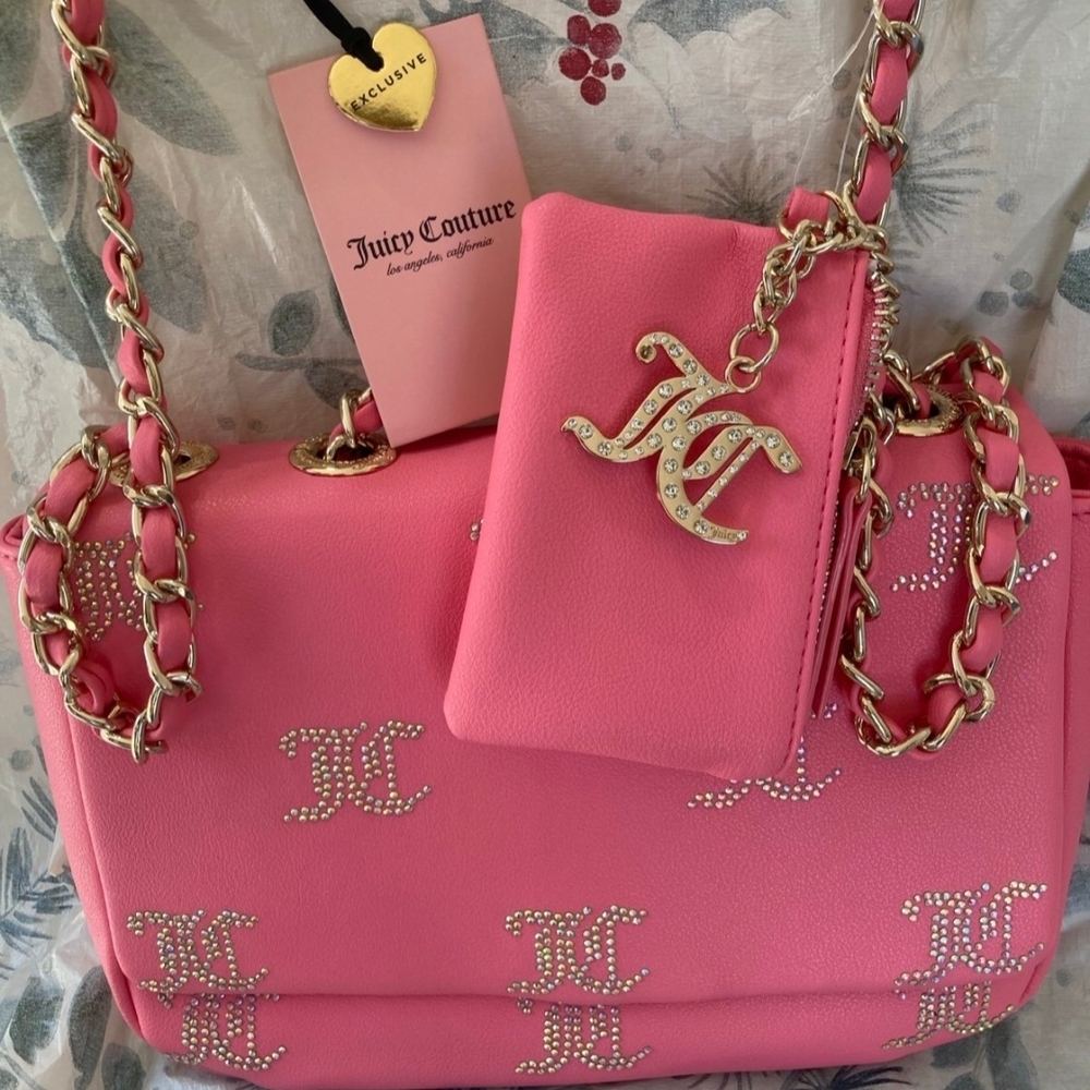 Juicy Couture Pink Shoulder Bag with AB crystals